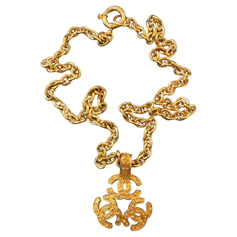 chanel gold tone chain necklace 2017|CHANEL Metal Triple CC Chain Necklace Gold .